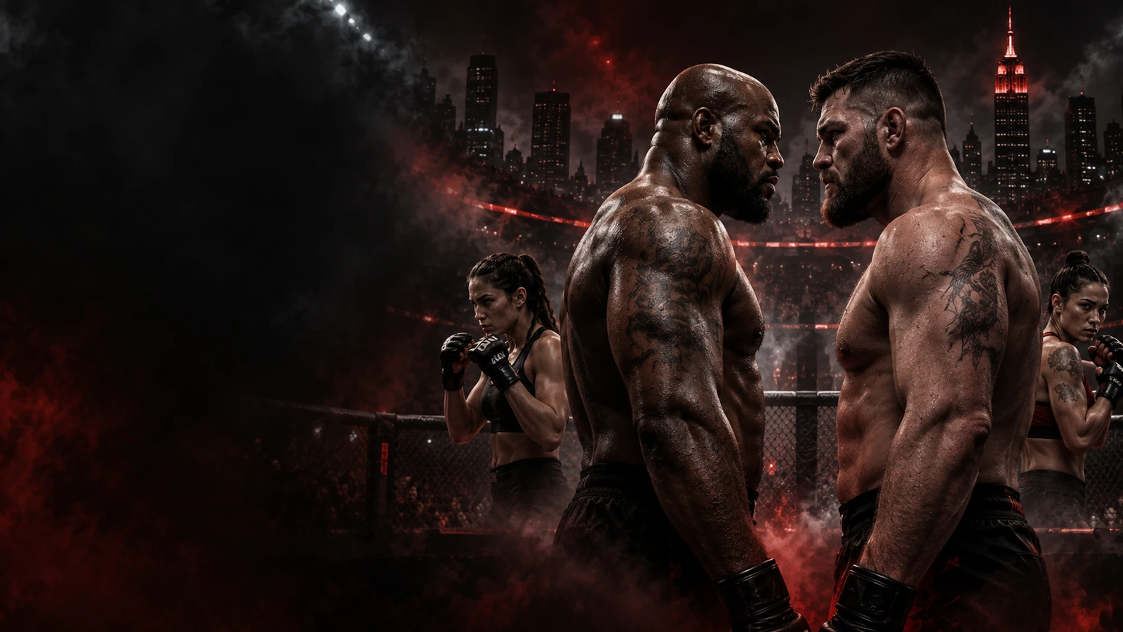 Стилизованная иллюстрация к UFC 334: Ган — Хокит, Харрисон — Нуньес